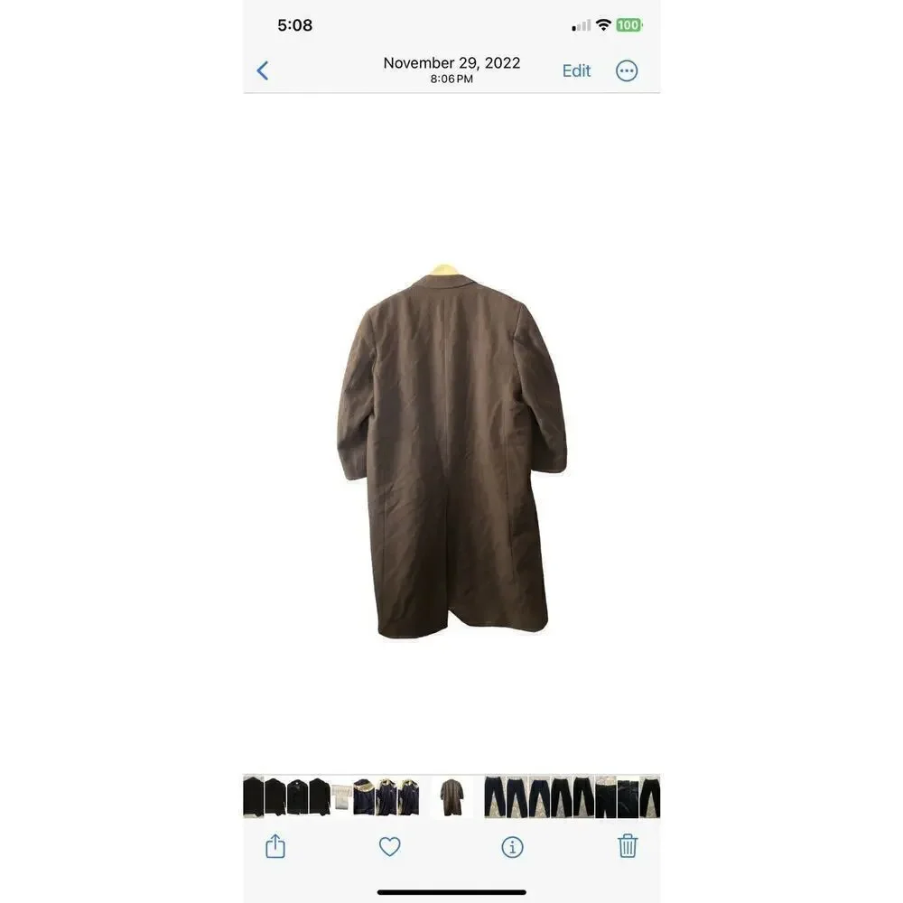 SILVER CLOUD wool/nylon/cashmere Blend Brown/Rust Dress overcoat size 46 Long